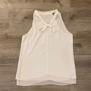 High-neck tie blouse